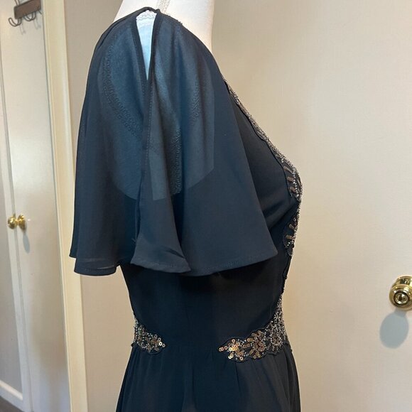 bebe Black with Gold sequins Mesh Chiffon Mini Dress, Size 2 - Picture 9 of 15
